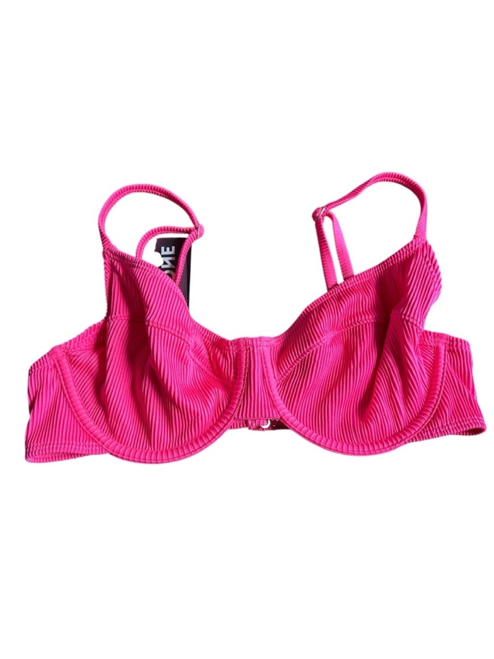 NEW One One Ribbed Underwire Swim Bra Pink Size Large